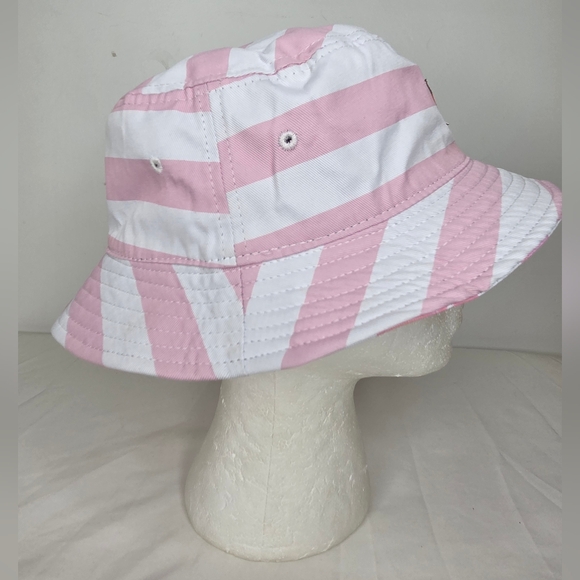 Guess OS Pink and White Striped/ Tropical Bucket Hat - Picture 5 of 10